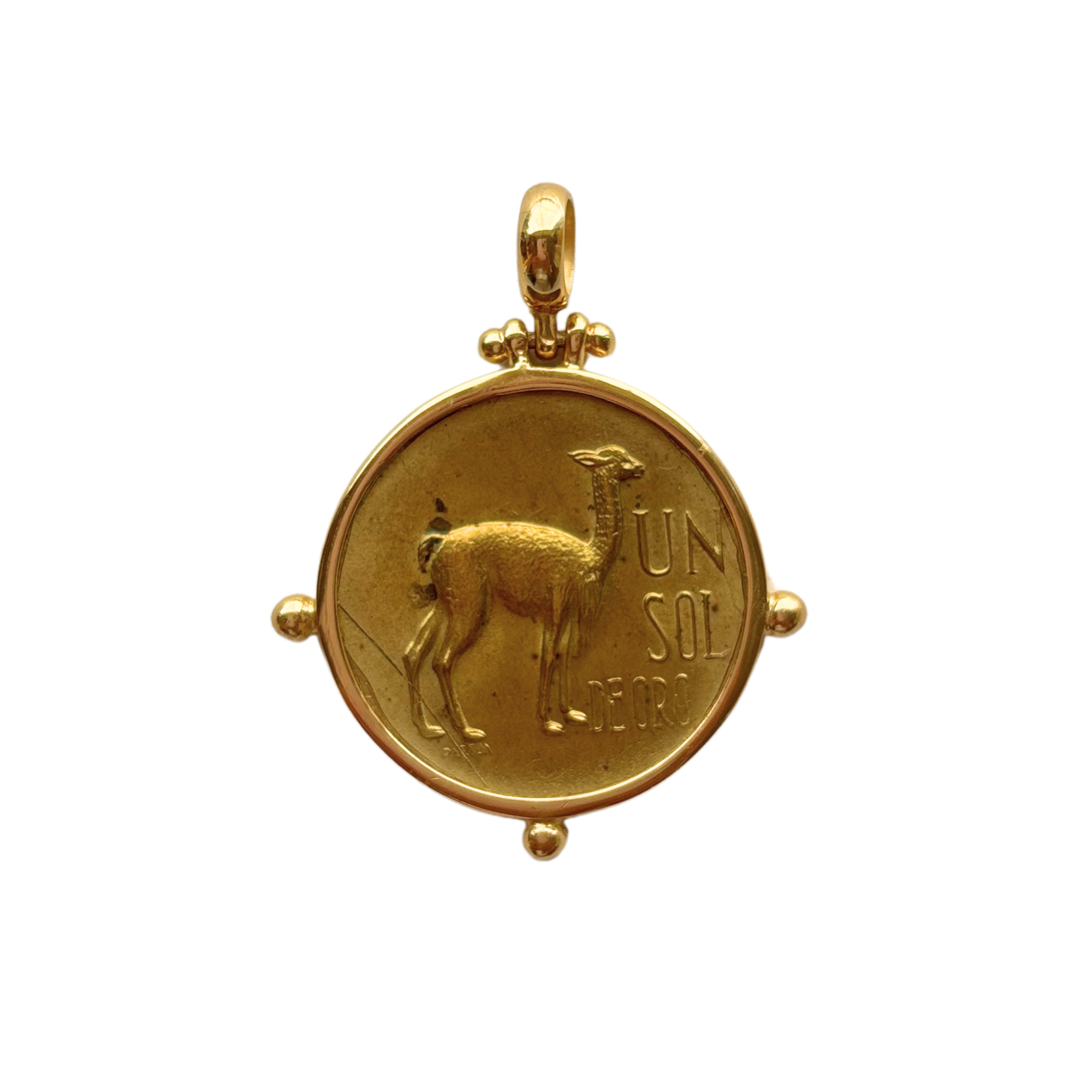 Dije moneda Sol llama