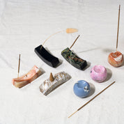 Cream stone incense holder
