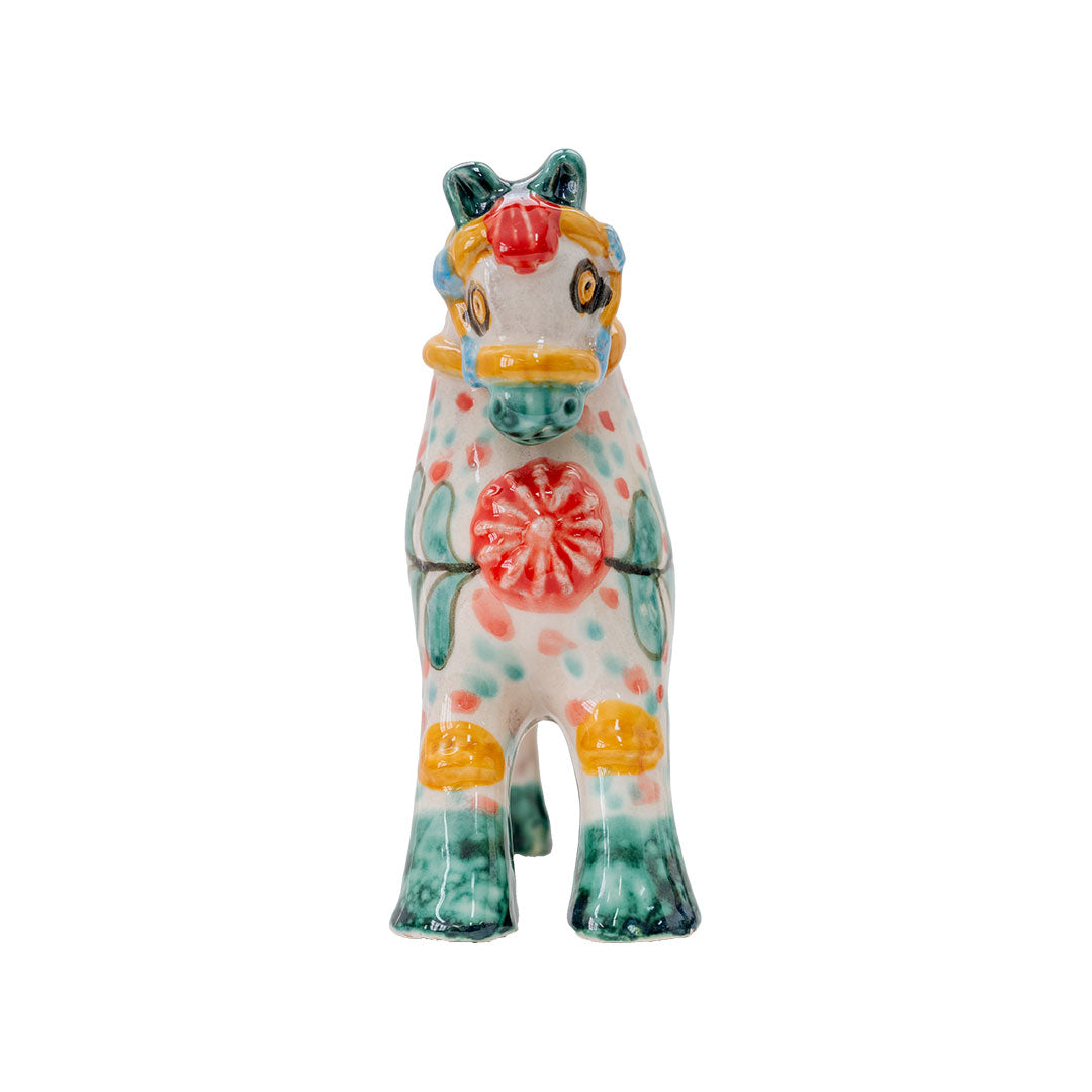 Horses with colonial leaf and flower designs